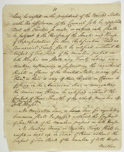 権利章典、1789年に連邦政府ホールで署名されたコピー（紙にインク）